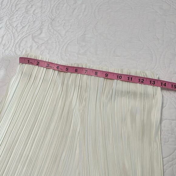 Maniere De Voir Pleat Accordion Flare High Rise Pants Ivory Women’s Size 6 edgy - Picture 6 of 9